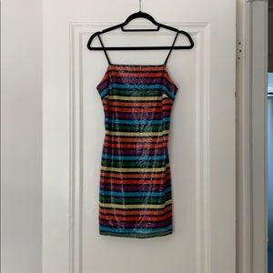 Wayf Rainbow Sequin Mini Dress - XS